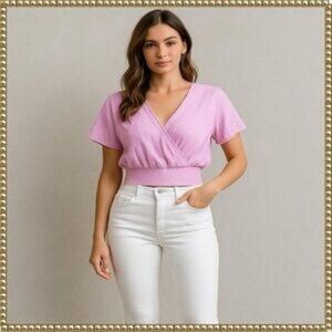 Abound Purple Surplice Crop Top Size S NWT